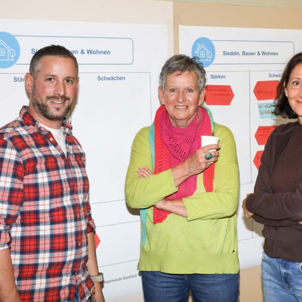 An gut besuchten Thementischen sammelten Interessierte gemeinsam Stärken und Schwächen der Gemeinde, entwickelten Maßnahmen und diskutierten Visionen für Bockfließ.