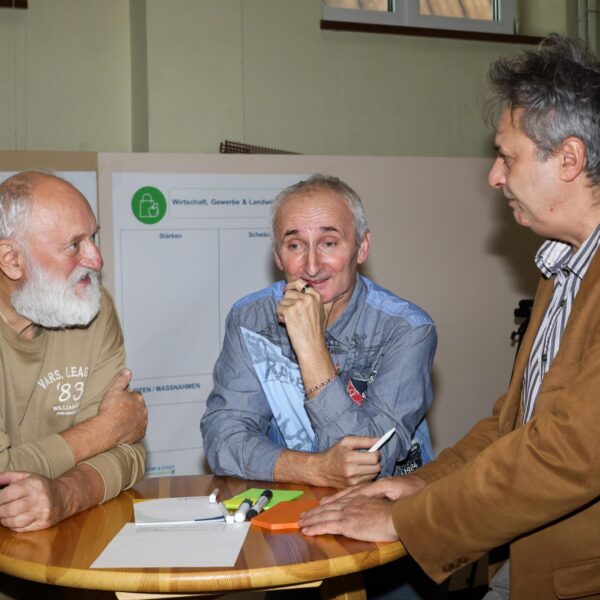 An gut besuchten Thementischen sammelten Interessierte gemeinsam Stärken und Schwächen der Gemeinde, entwickelten Maßnahmen und diskutierten Visionen für Bockfließ.