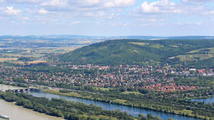 Blick auf Langenzersdorf aus südwestlicher Richtung