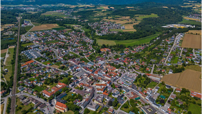 Blick auf Loosdorf von oben